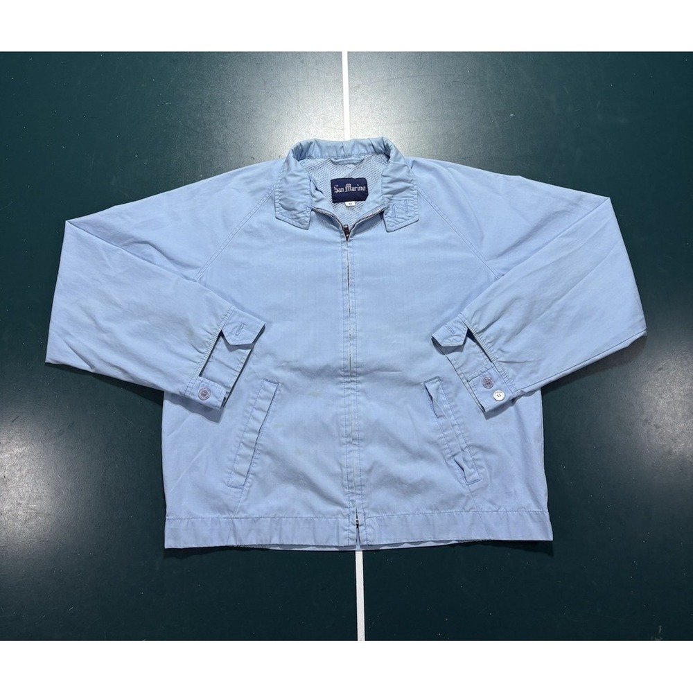 Vintage Harrington Bomber Jacket Men's Medium Boxy Fit Light Blue Cotton 70s USA